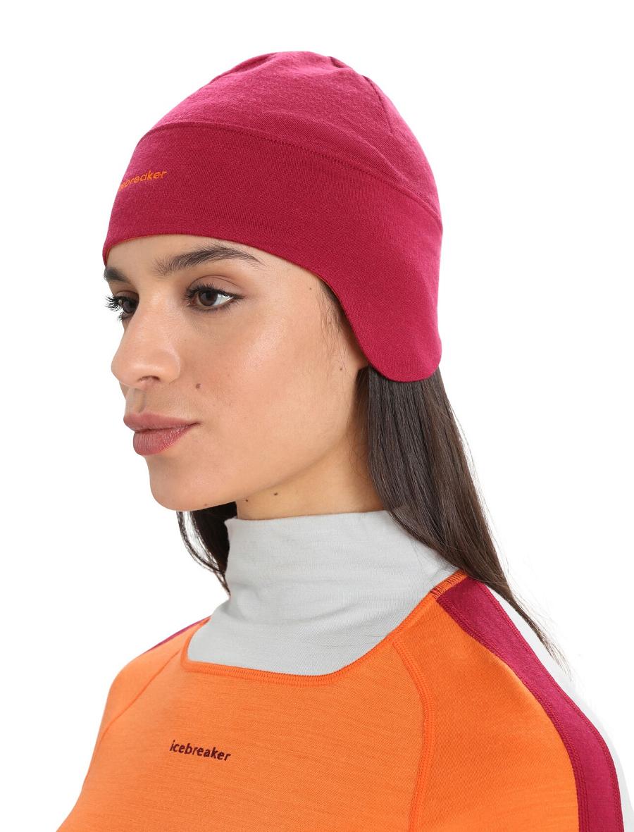 Cherry / Flash Icebreaker Unisex Merino Quantum Beanie Men's Hats | AU 1086CTVE